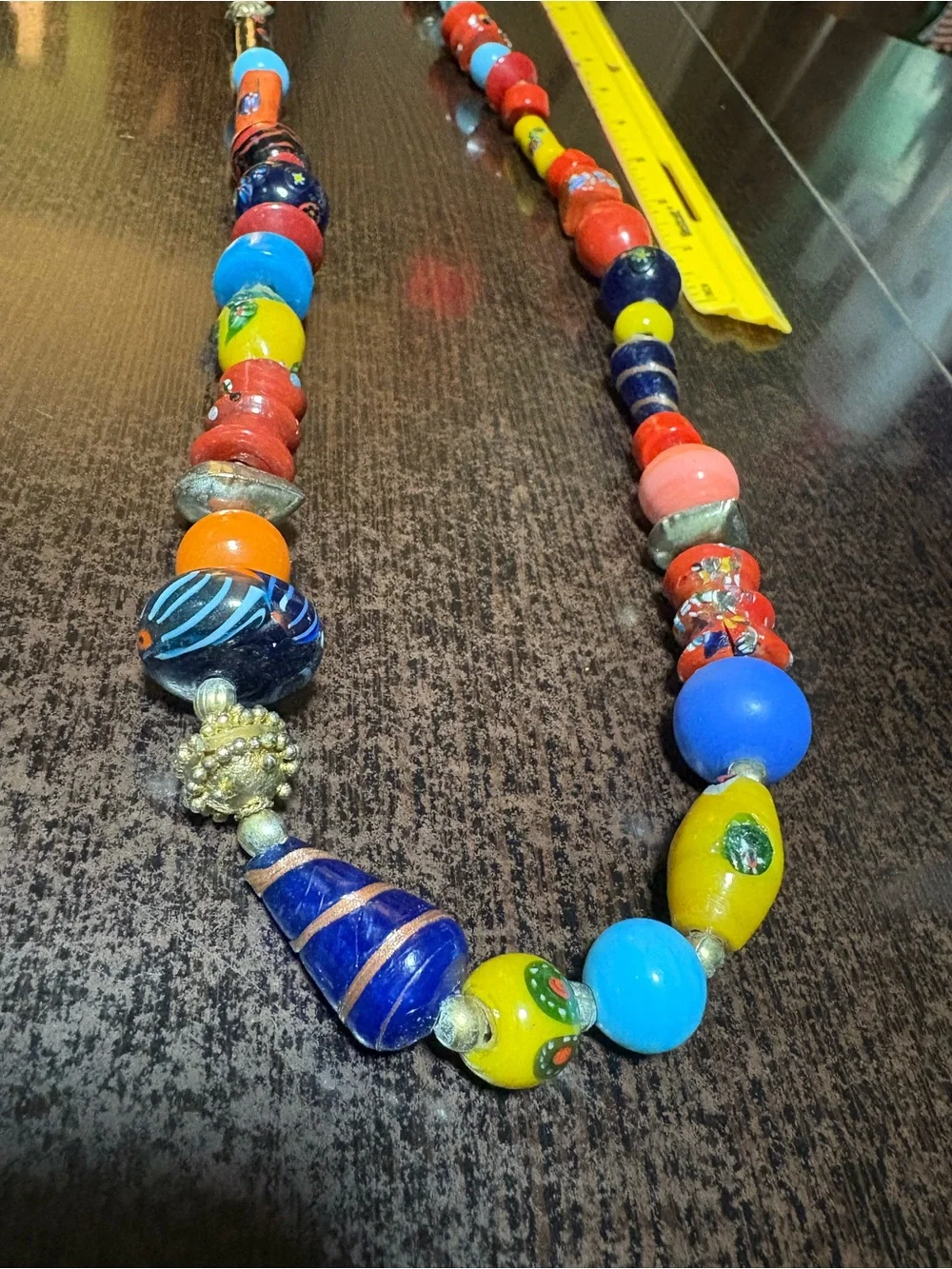 Multicolor Beaded Statement Necklace - Vibrant Mixed Colors. Millefiori?